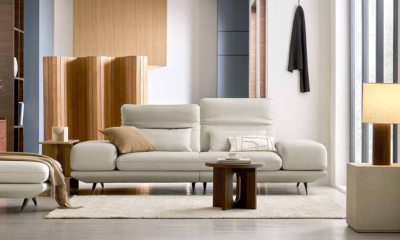 [NEW LINE-UP 10%] 플로브 스윙 3.5인 기능성 천연면피 소가죽 소파(전측면가죽적용)+쿠션2개