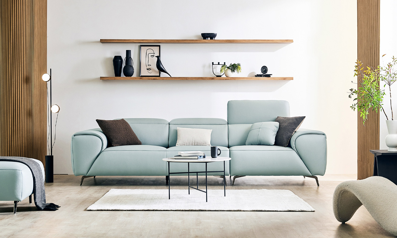 [NEW LINE-UP 10%] 뉴 클레버 3.5인 기능성 슈렁큰 천연면피 소가죽 소파+쿠션1개