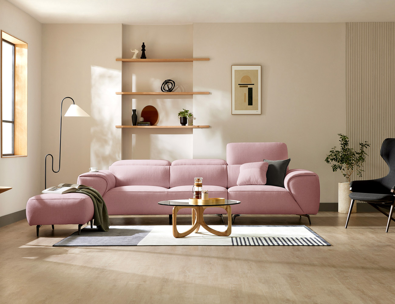 [Komo Day 17%] 뉴 클레버 3.5인 기능성 젠위브 패브릭 소파+쿠션1개