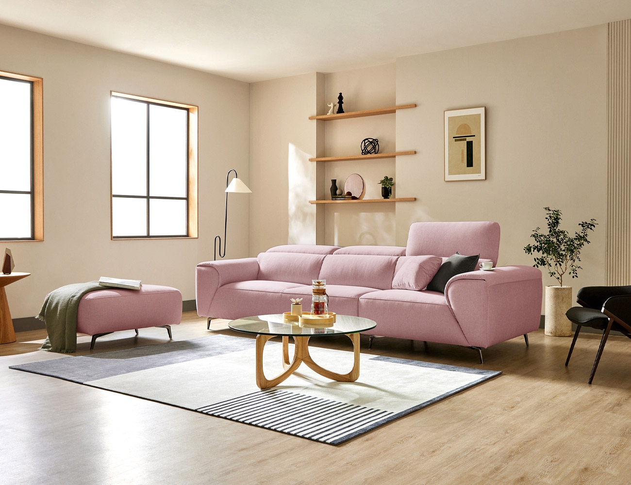 [Komo Day 17%] 뉴 클레버 3.5인 기능성 젠위브 패브릭 소파+쿠션1개