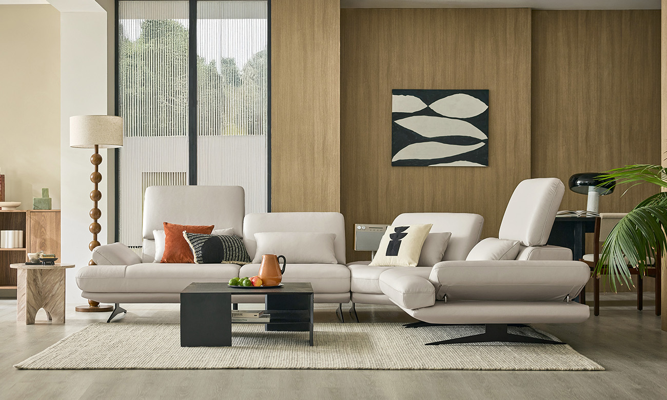 릴리안 하이 4인 코너형 기능성 레체 이태리 천연면피 소가죽 소파+쿠션4개