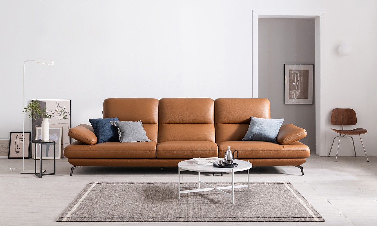 [Refurb Selection 30%] [리퍼브] 블레스 4인 기능성 라메나 천연면피 소가죽 소파(전체가죽적용) (라메나아이보리)
