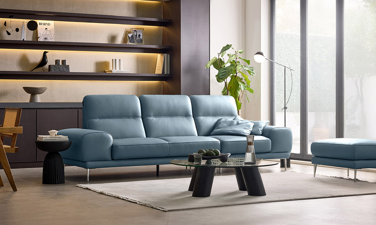 보흐 3.5인 천연면피 소가죽 소파+쿠션2개