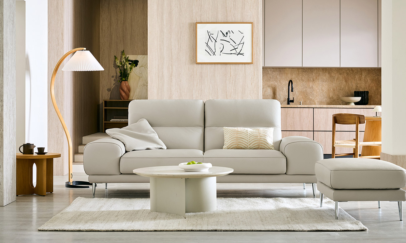 보흐 3인 천연면피 소가죽 소파+쿠션1개