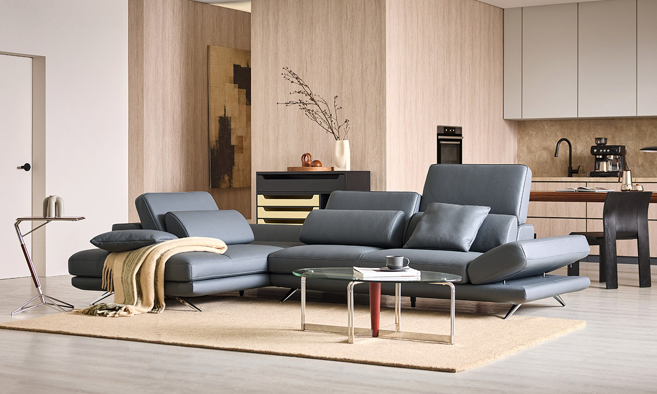 시그니처 하이 4인 코너카우치형 기능성 럭스 통가죽 천연면피 소가죽 소파+쿠션5개