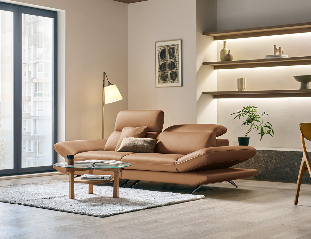 [Komo Day 17%] 아빌라 3인 기능성 럭스 통가죽 천연면피 소가죽 소파(전측면가죽적용)+쿠션1개