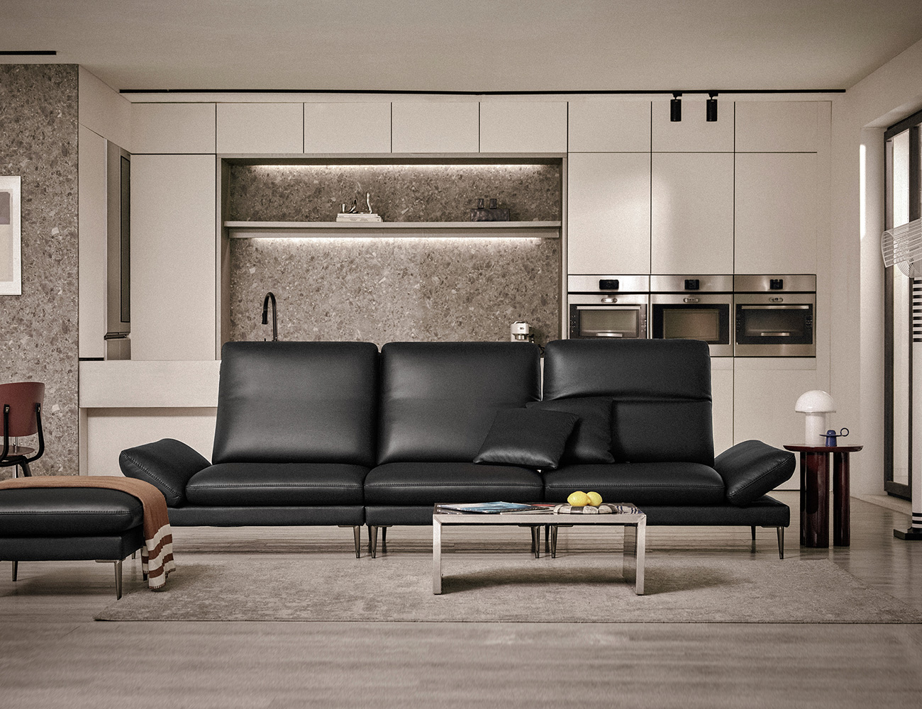 [New Standard 20%] 몰튼 멀티 4인 기능성 슈렁큰 천연면피 소가죽 소파+쿠션2개