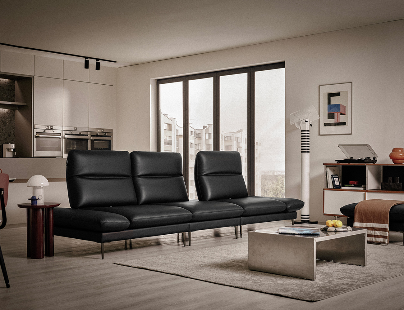 [New Standard 20%] 몰튼 멀티 4인 기능성 슈렁큰 천연면피 소가죽 소파+쿠션2개