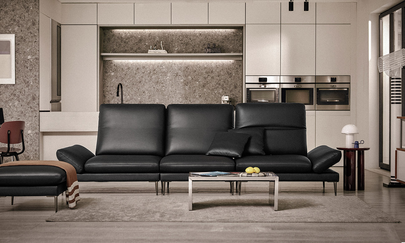 [New Standard 20%] 몰튼 멀티 4인 기능성 슈렁큰 천연면피 소가죽 소파+쿠션2개