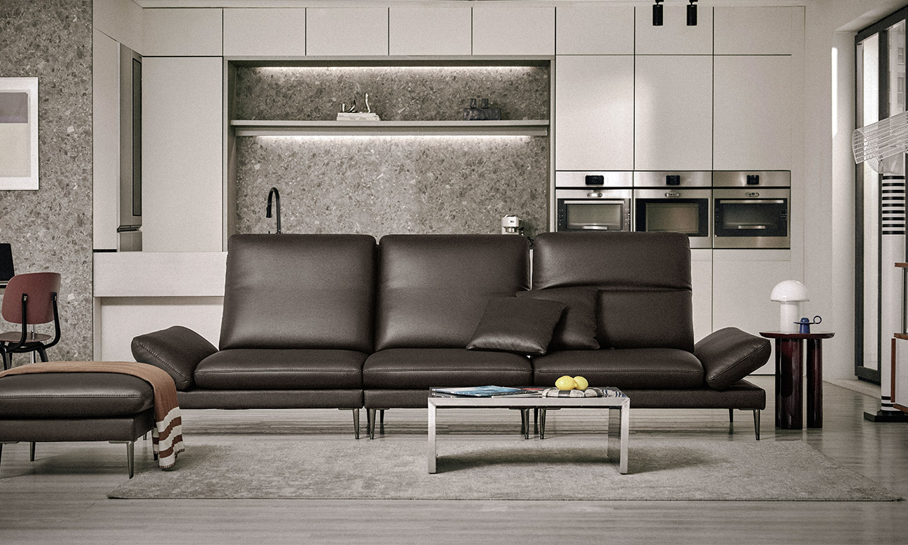 [New Standard 20%] 몰튼 멀티 4인 기능성 천연면피 소가죽 소파+쿠션2개