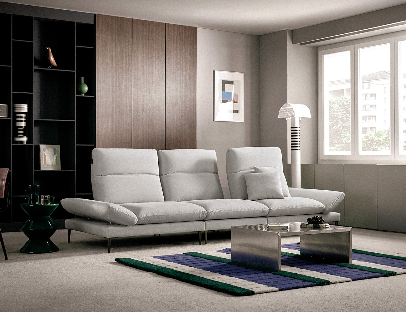 [New Standard 20%] 몰튼 멀티 4인 기능성 젠위브 패브릭 소파+쿠션2개