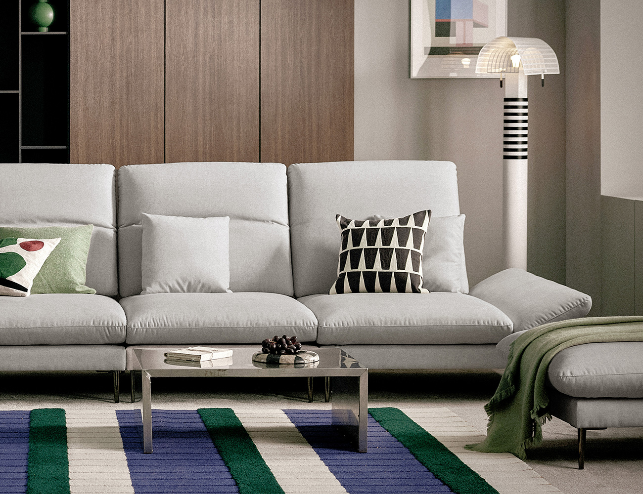 [New Standard 20%] 몰튼 멀티 4인 기능성 젠위브 패브릭 소파+쿠션2개