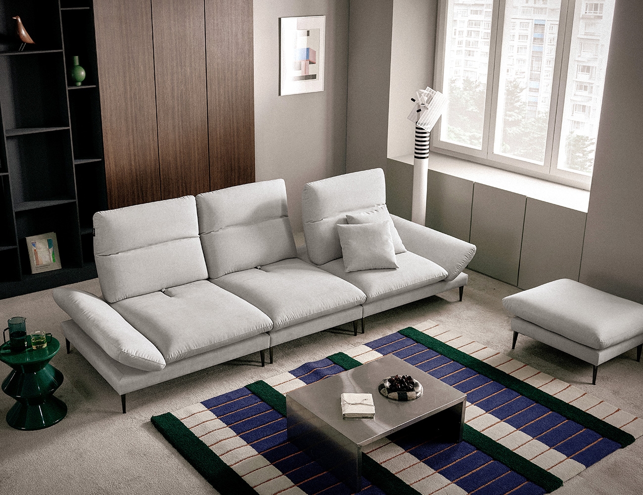 [New Standard 20%] 몰튼 멀티 4인 기능성 젠위브 패브릭 소파+쿠션2개