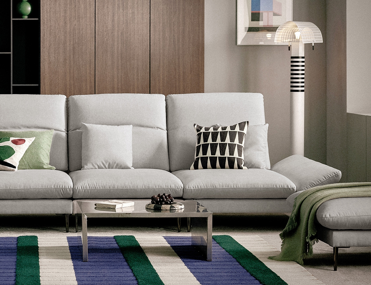 [New Standard 20%] 몰튼 멀티 4인 기능성 젠위브 패브릭 소파+쿠션2개