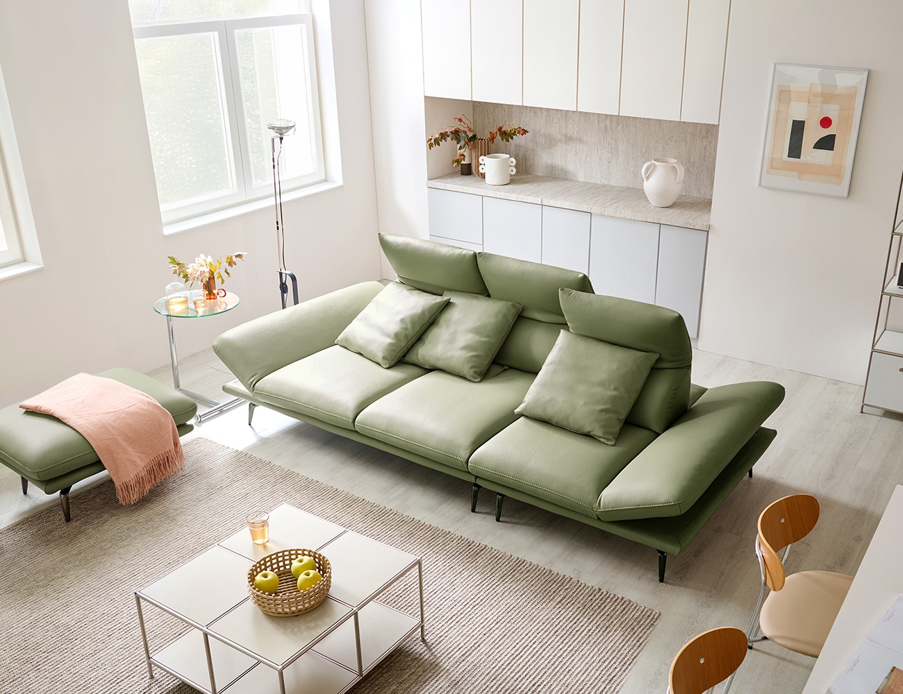 [Komo Day 17%] 라이라 스윙 3.5인 기능성 슈렁큰 천연면피 소가죽 소파(전측면가죽적용)+쿠션3개