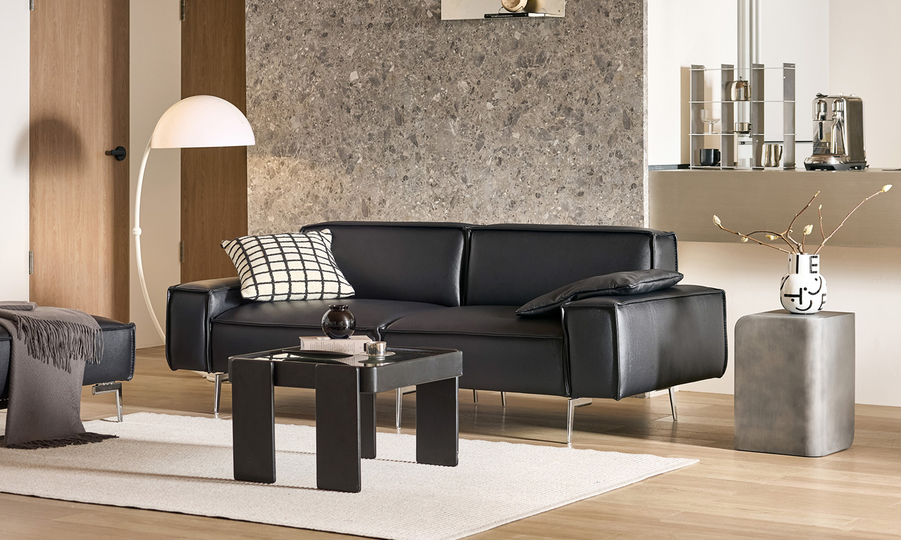 뵈르 모듈 3인 천연면피 소가죽 소파(전측면가죽적용)+쿠션1개