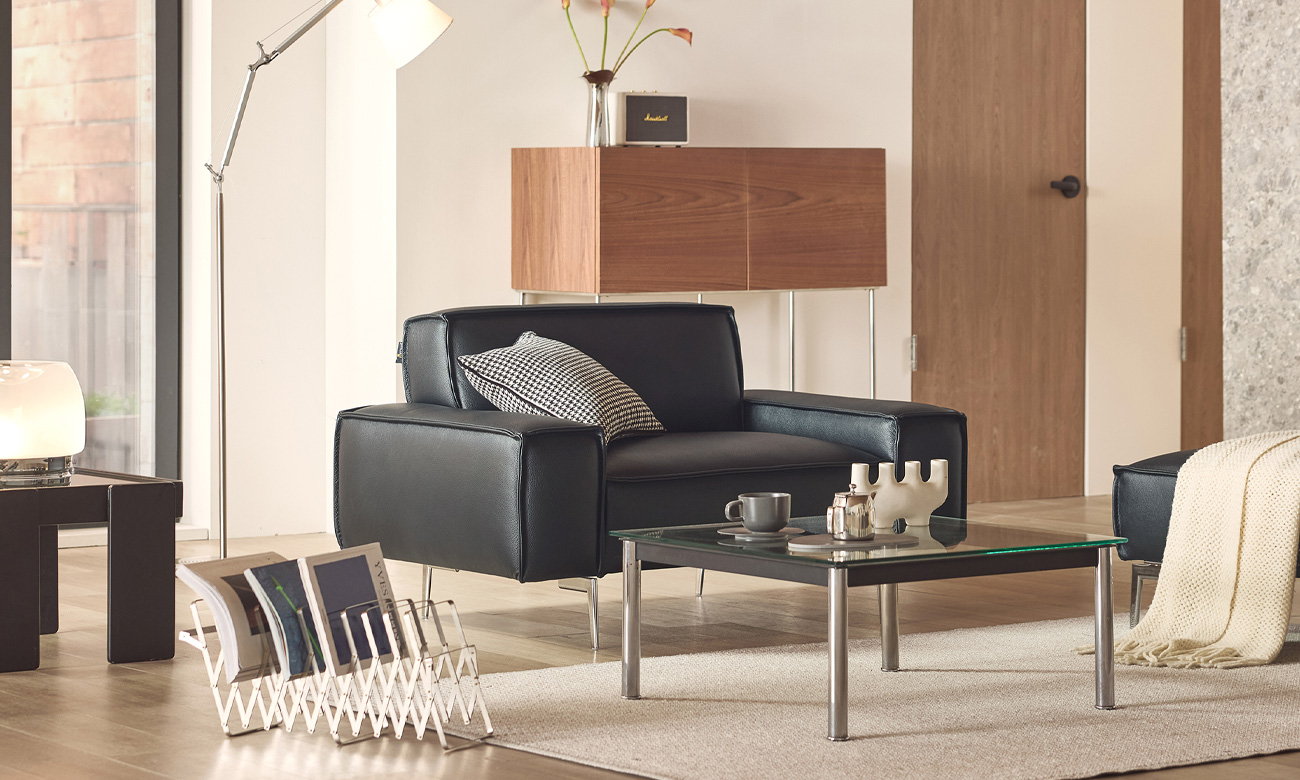 뵈르 모듈 1인 양팔 천연면피 소가죽 소파(전측면가죽적용)