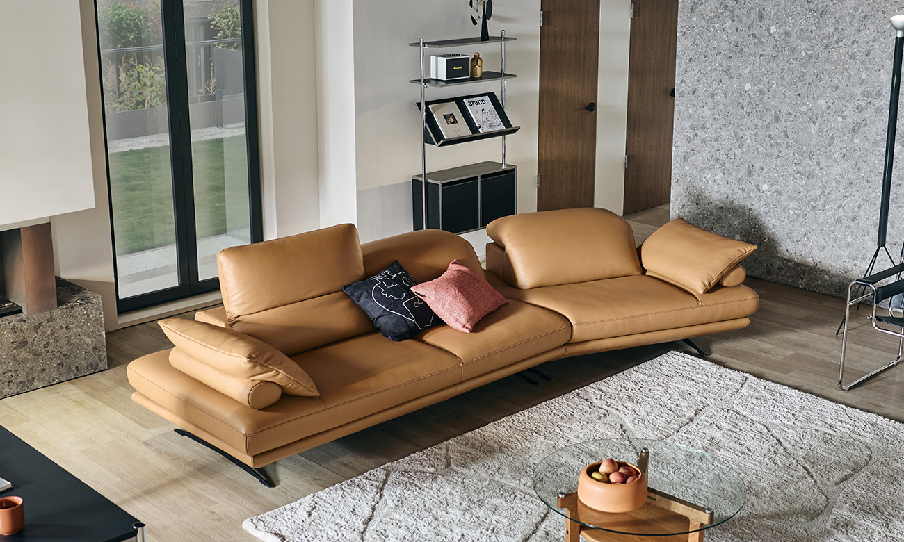 세레노아 4인 사선카우치형 기능성 도나 천연면피 소가죽 소파(전체가죽적용)