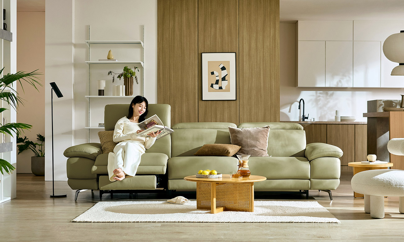 엘로니 3모터 리클라이너 4인 라메나 천연면피 소파(전측면가죽적용)