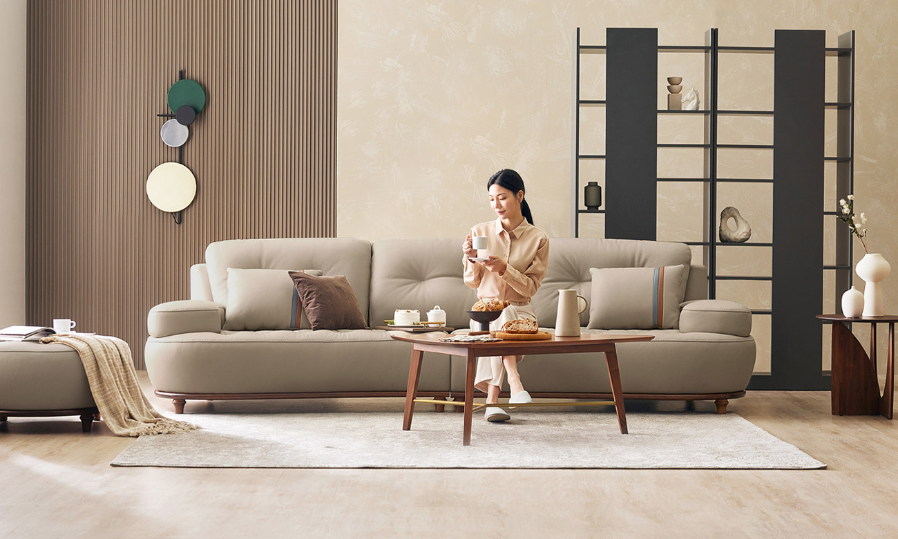 너트 4인 레체 이태리 천연면피 소가죽 소파(전체가죽적용)+쿠션2개