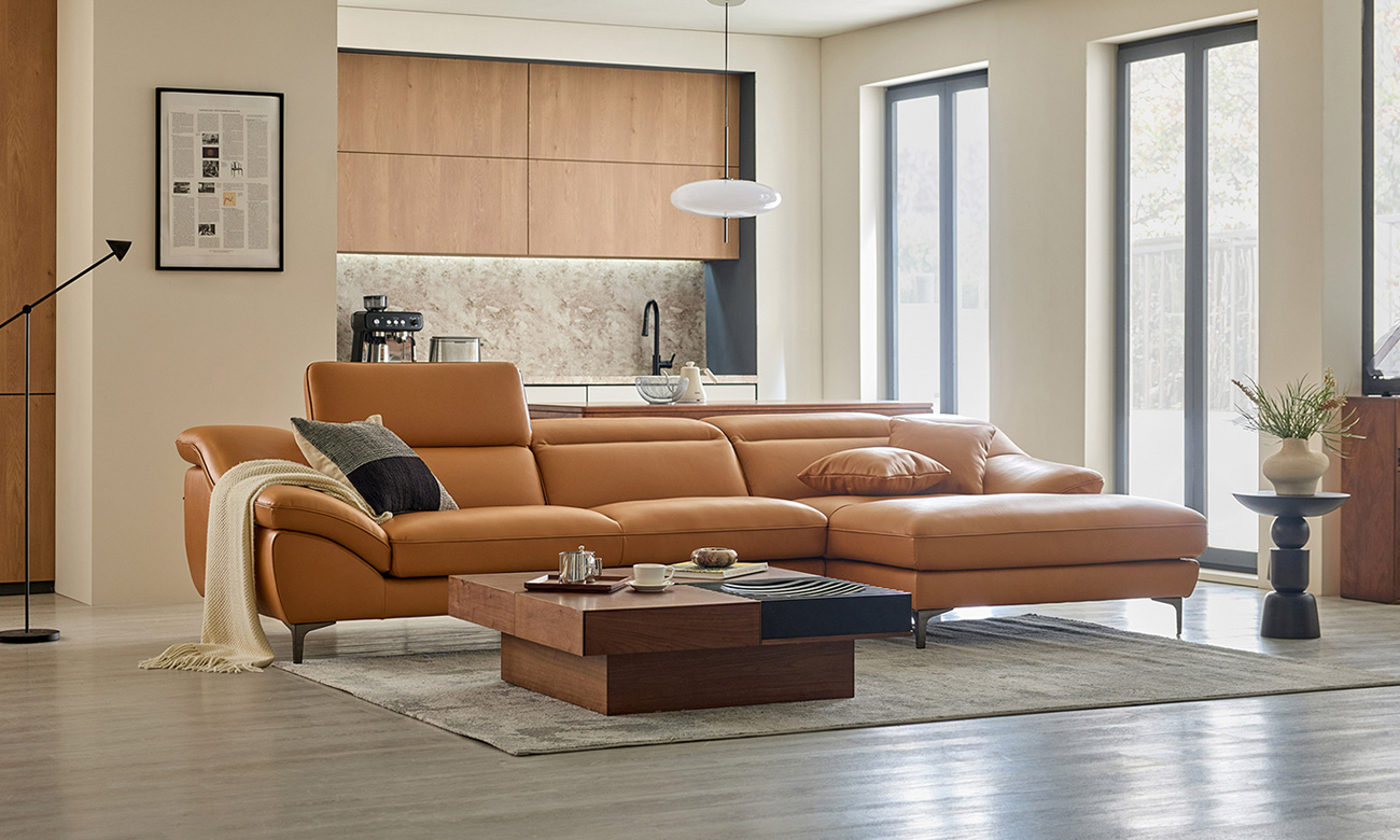 알테아 4인 카우치형 기능성 레체 이태리 천연면피 소가죽 소파(전측면가죽적용)+쿠션2개