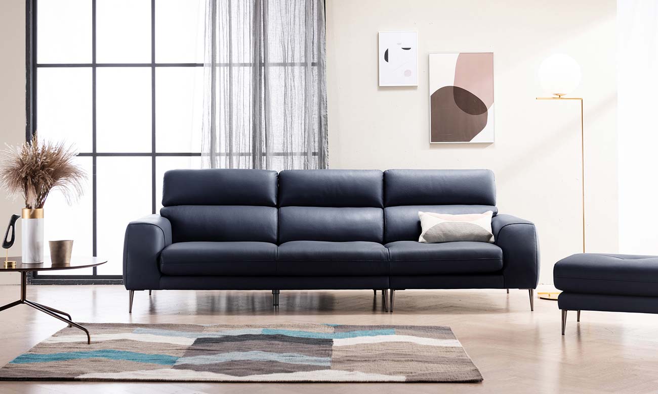 [Refurb Selection 30%] [리퍼브] 카렌 3.5인 천연면피 소가죽 소파+스툴 (크림아이보리)