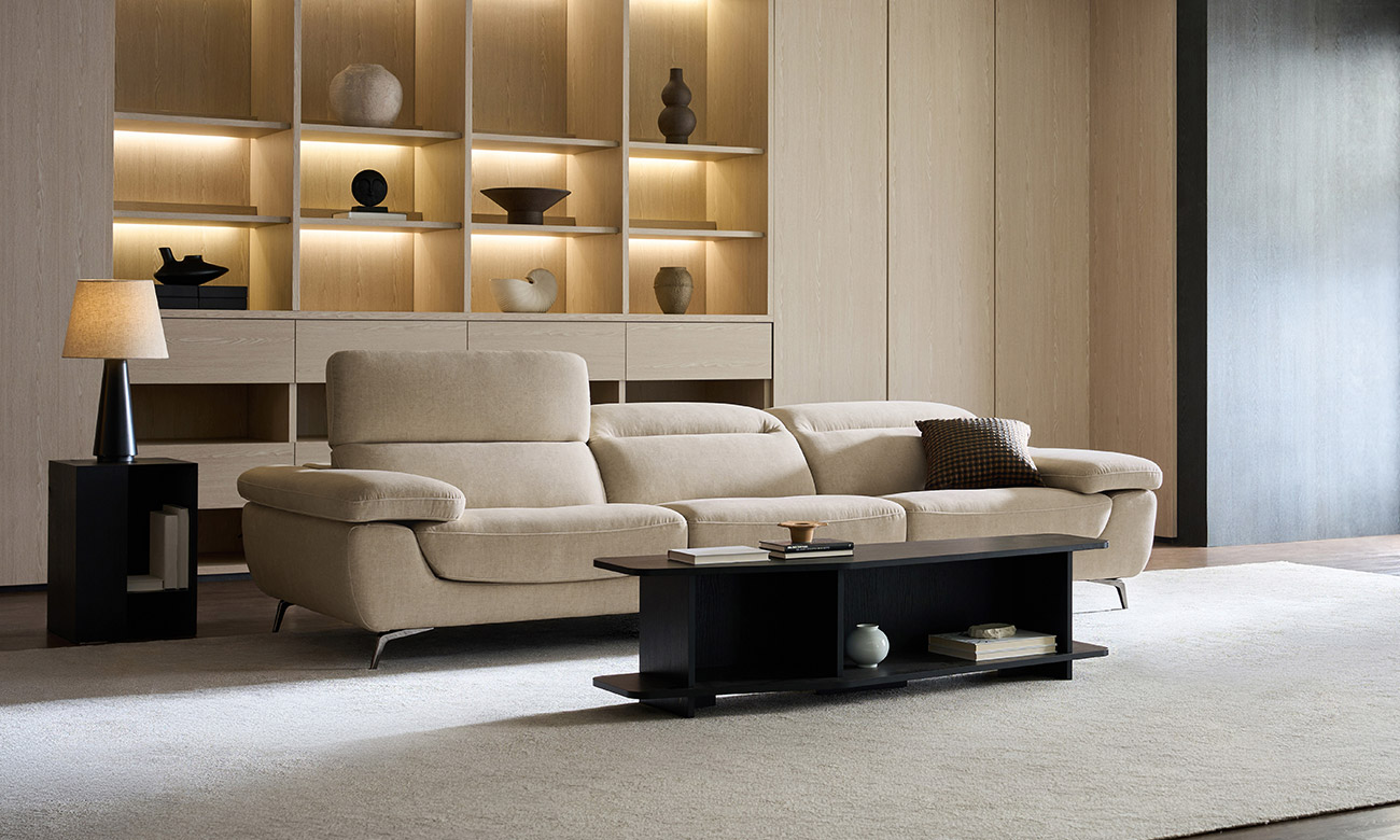 [Refurb Selection 30%] [리퍼브] 르네 4인 기능성 젠위브 패브릭 소파+스툴 (오트밀베이지)