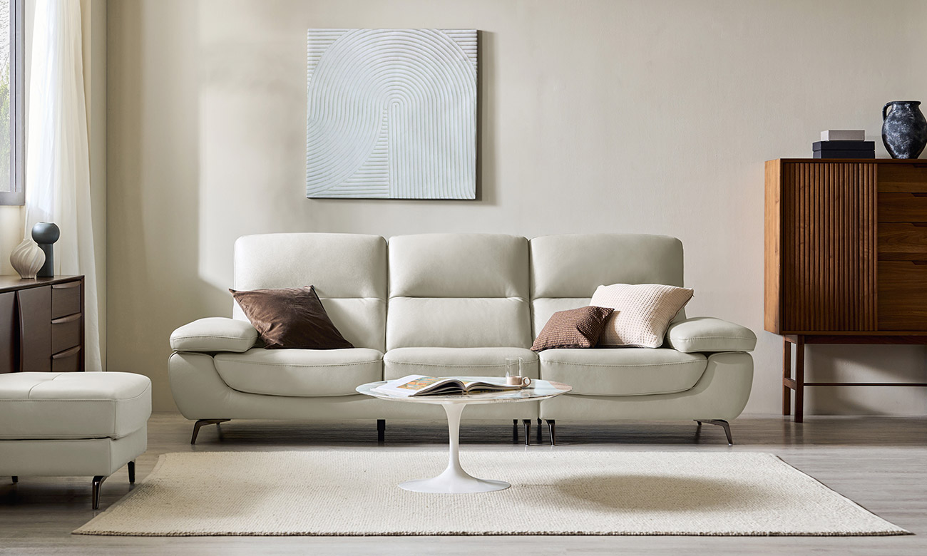 [RENE Series 22%] 르네 3.5인 천연면피 소가죽 소파